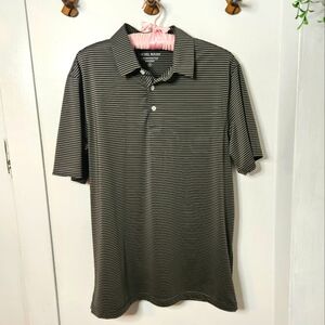 Michel Rouen Performance Polo Men's Black Striped‎ Shirt Size Medium